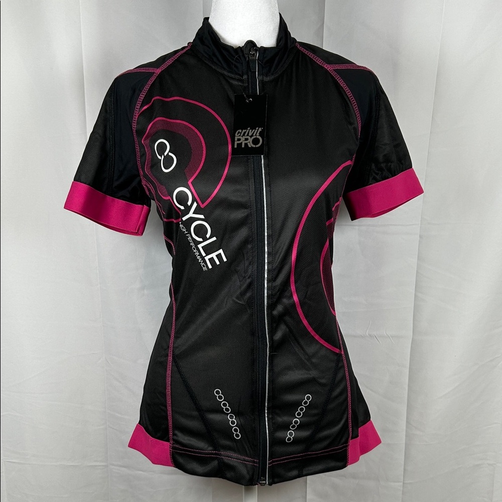 Crivit Pro Women’s Cycling Jersey Medium Black Pink New Activewear